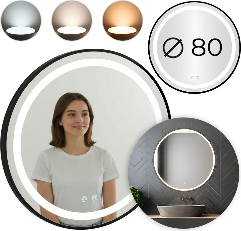 Modernhome LED Bathroom Mirror Round Wall