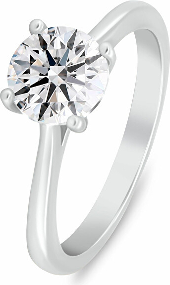 Silver engagement ring with clear cubic