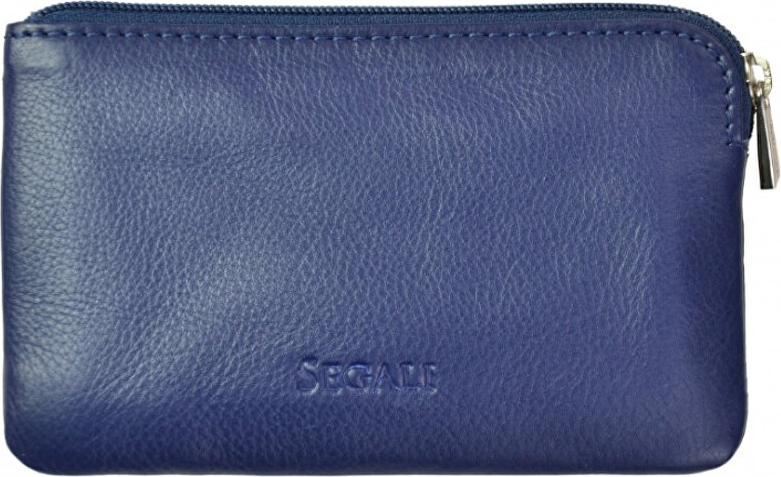 Leather mini wallet-key ring 7289 blue